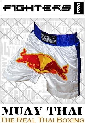 FIGHTERS - Pantaloncini Muay Thai / Bulls  / Bianco-Blu / Large