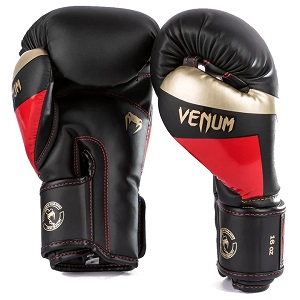 Venum - Guantes Boxeo / Elite / Negro-Oro-Rojo / 12 oz