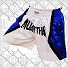 FIGHTERS - Shorts de Muay Thai / Blanc-Bleu