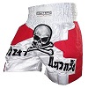 FIGHTERS - Shorts de Muay Thai / Skull / Blanc-Rouge