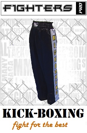 FIGHT-FIT - Pantalones de Kickboxing / Satín / Negro / Medium