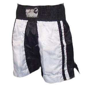 FIGHT-FIT - Short de Boxe / Noir-Blanc / Large