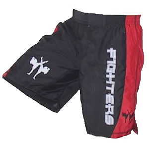 FIGHTERS - Panatalones Cortos de MMA / Cage / Negro-Rojo / Medium