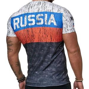 FIGHTERS - T-Shirt / Russie / Blanc-Rouge-Bleue-Noir / Large