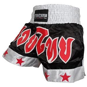 FIGHTERS - Pantaloncini Muay Thai / Nero-Bianco / Medium