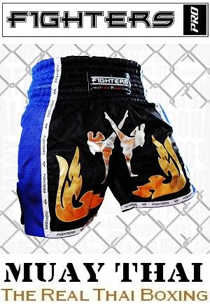FIGHTERS - Thaibox Shorts / Elite Fighters / Schwarz-Blau / Medium
