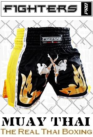 FIGHTERS - Thai Boxing Shorts / Elite Fighters / Black-Yellow / XS