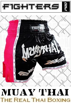 FIGHTERS - Thai Boxing Shorts / Elite Muay Thai / Black-Pink / Medium