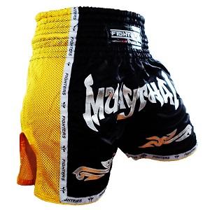 FIGHTERS - Thaibox Shorts / Elite Muay Thai / Schwarz-Gelb / Small