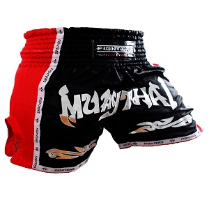 FIGHTERS - Thai Boxing Shorts / Elite Pro Muay Thai / Black-Red / Medium