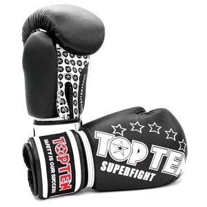 TOP TEN - Boxhandschuhe SUPERFIGHT 3000 / Schwarz / 10 Oz