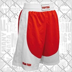 Top Ten - Shorts de boxeo para hombre / Rojo-Blanco / Small
