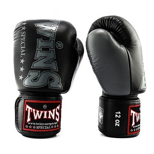 Twins - Boxhandschuhe / BGVL-8 / Schwarz-Grau / 10 oz