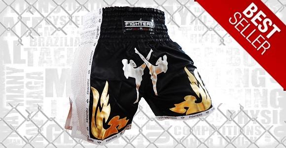 FIGHTERS - Muay Thai Shorts / Elite Fighters / Schwarz-Weiss